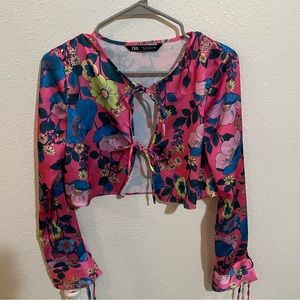 Zara floral silk shirt